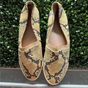 Frye Yellow Snake-Print Slip-On Flats
